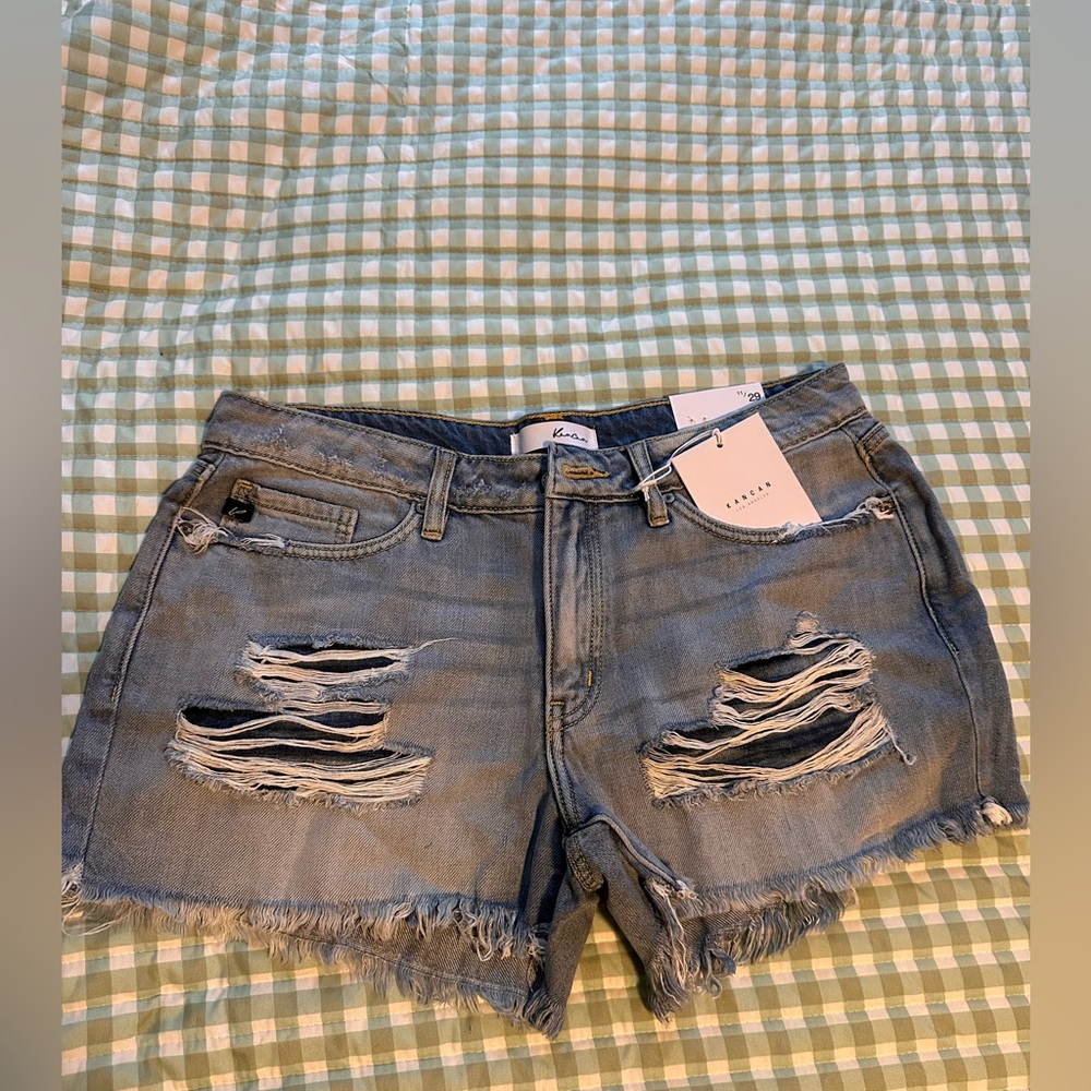 KanCan Distressed Jean Shorts - Light Blue